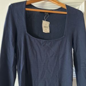 Ralph Lauren Sweater, Navy, Medium. Never Worn. Tags. Square Neckline, Silk 83%